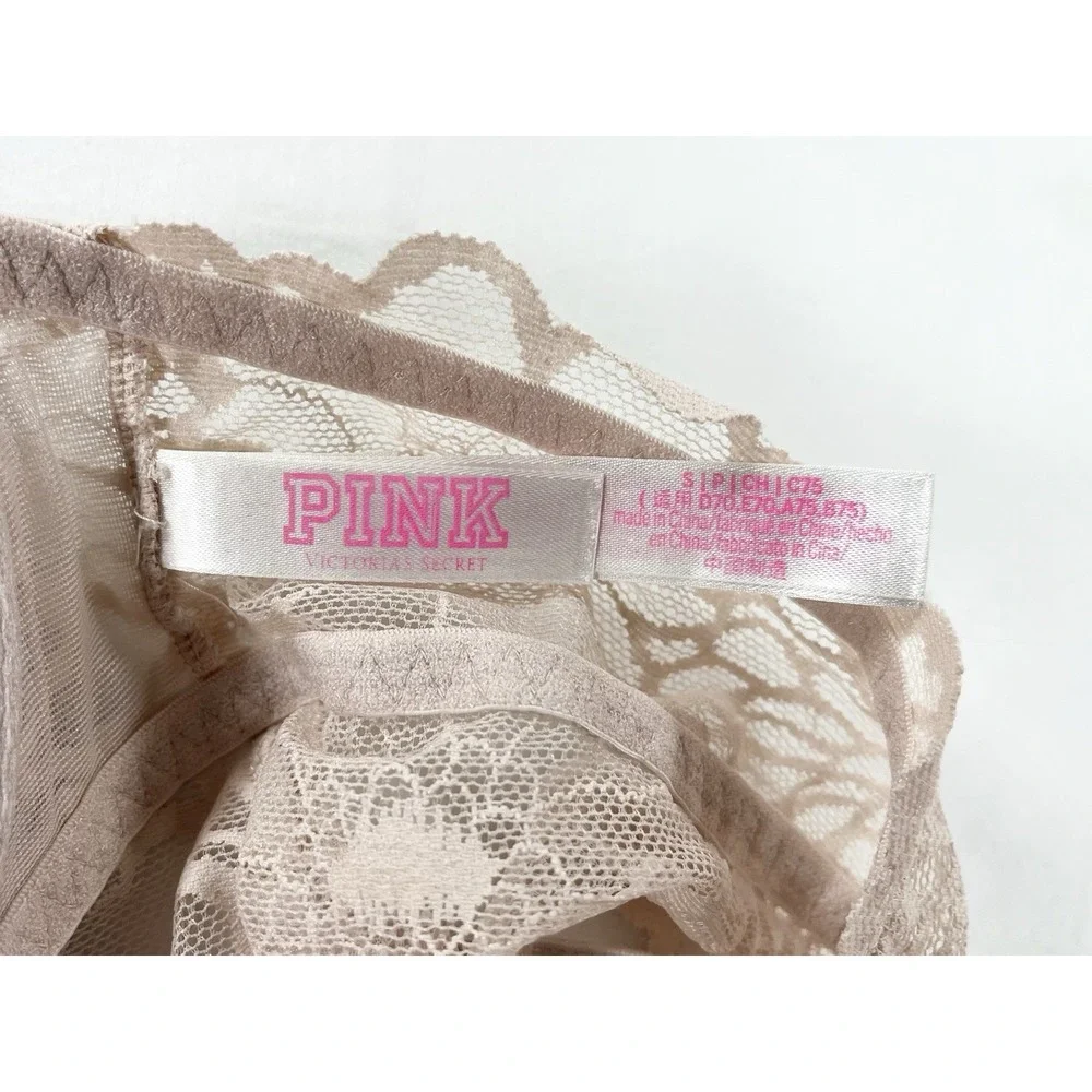 Victoria's Secret PINK Lace Push-Up Bralette Underwire Bra Pink‎ Taupe Small S
